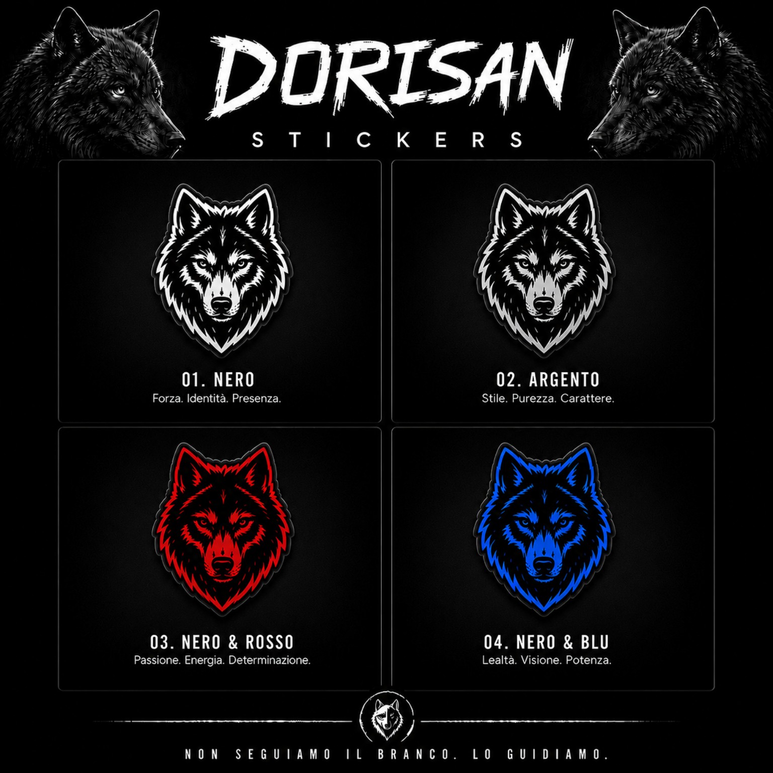 Sticker lupo DoriSan e materiale promo