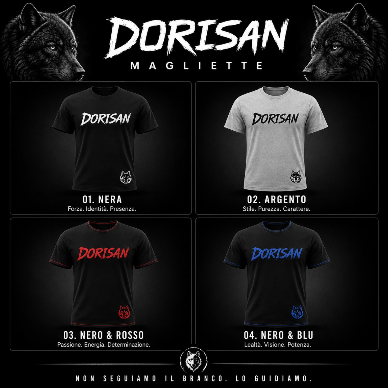 Merch ufficiale DoriSan con magliette in quattro varianti